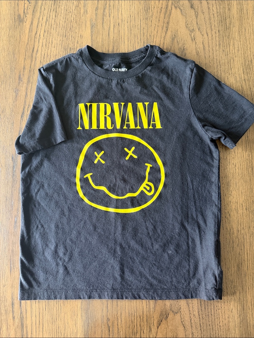 Old Navy Black Tee with Yellow Nirvana Logo